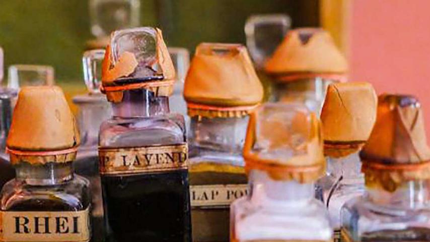 Artifacts including spices and ointments stored as they were when Experiment Farm was operational