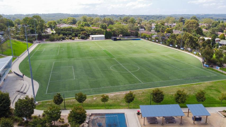 aerial view of soccer fields