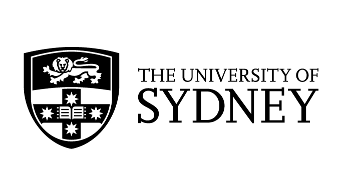 The image features the University of Sydney logo. It includes a black shield with a lion, stars, and an open book, alongside the university's name.